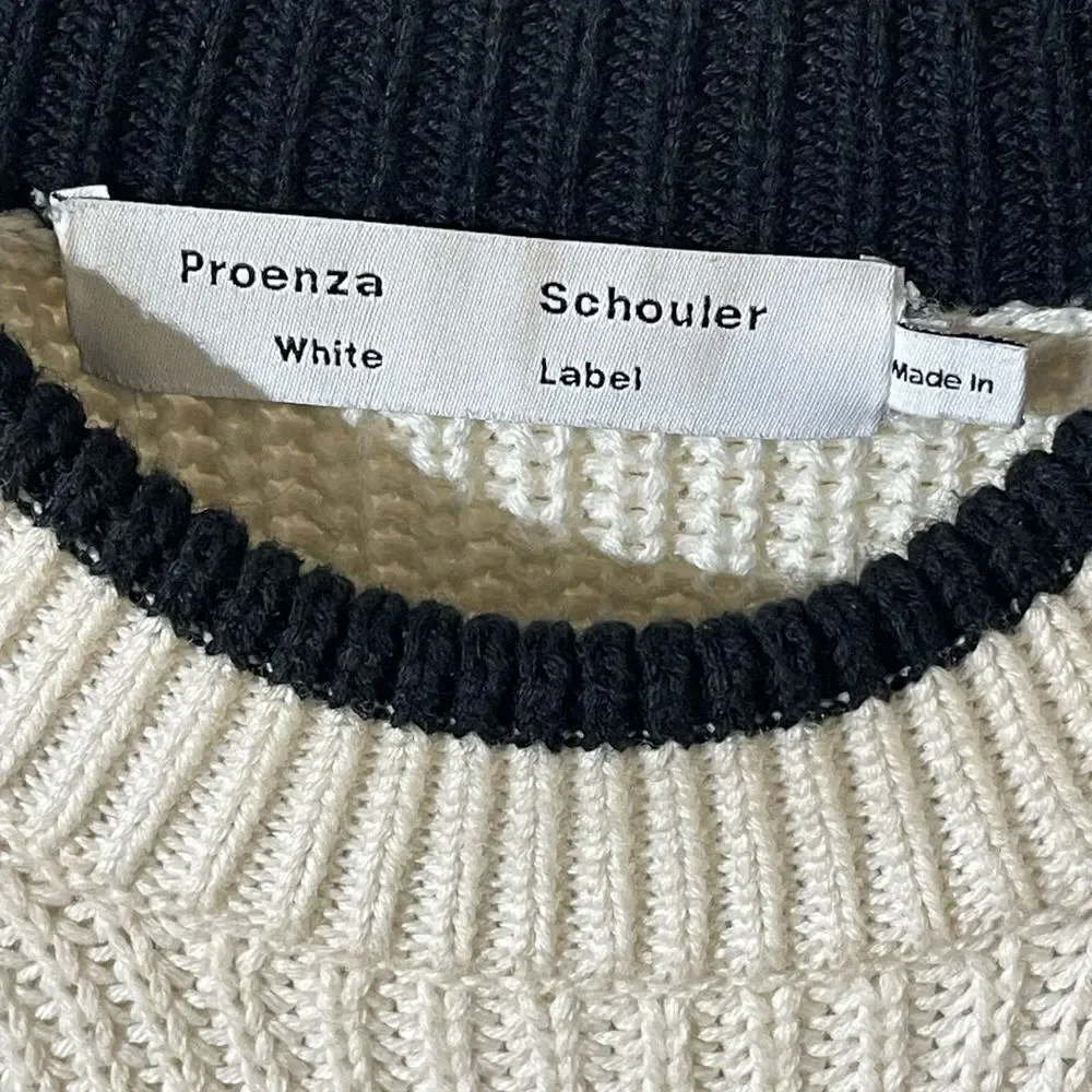 Proenza Schouler Black and White Striped Crewneck Sweater - Picture 3 of 6